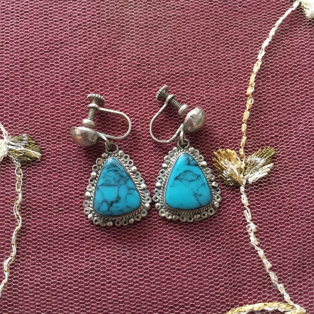 Vintage Sterling Silver Turquoise Earrings